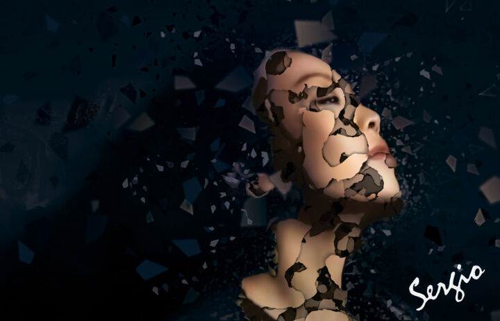 Arte digitale intitolato "Portrait destructuré" da Sergio, Opera d'arte originale, Lavoro digitale 2D