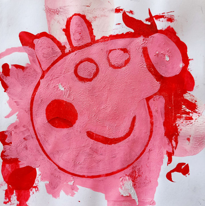 Pittura intitolato "Pink Pig" da Sergio Occhipinti, Opera d'arte originale, Acrilico