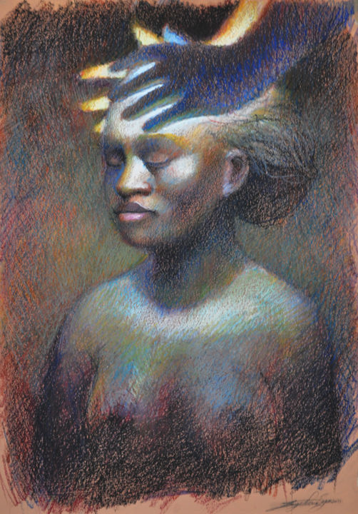 Pintura intitulada "A coroação II" por Sérgio Oliveira Eugênio, Obras de arte originais, Pastel