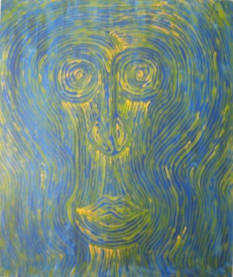 Pintura titulada "Cara sobre azul" por Sergio Augusto Garcia-Perez, Obra de arte original