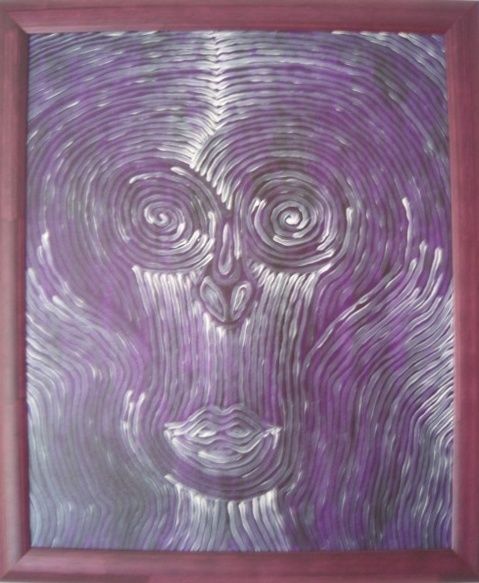 Pintura titulada "Cara sobre violeta" por Sergio Augusto Garcia-Perez, Obra de arte original