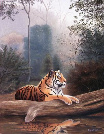 Pintura titulada "El tigre y sus domi…" por Sergio Gaspar, Obra de arte original, Oleo