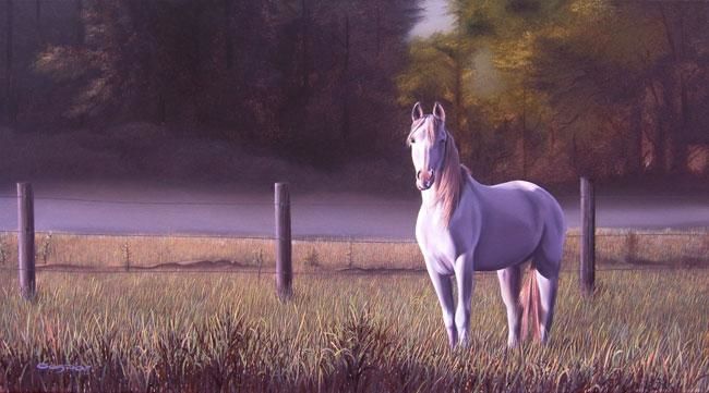 Pintura titulada "El caballo blanco" por Sergio Gaspar, Obra de arte original, Oleo