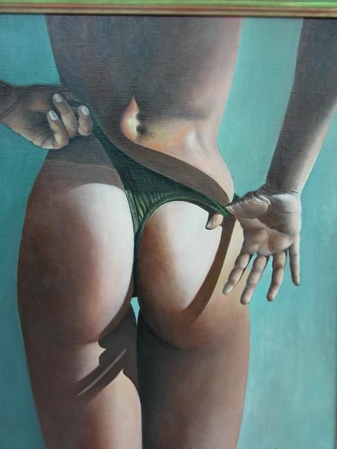 Peinture intitulée "il piu bel sedere d…" par Sergio, Œuvre d'art originale, Huile