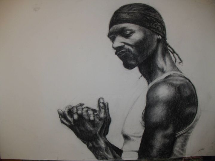 Dessin intitulée "Snoop dog" par Ujvarosi, Œuvre d'art originale, Fusain