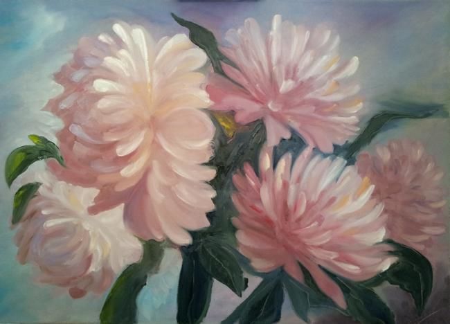 Painting titled "pivoines" by Sergius, Original Artwork, Oil