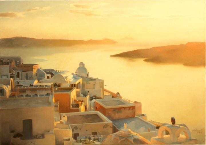 Painting titled "sunset" by Sergiy Oleksa, Original Artwork, Oil