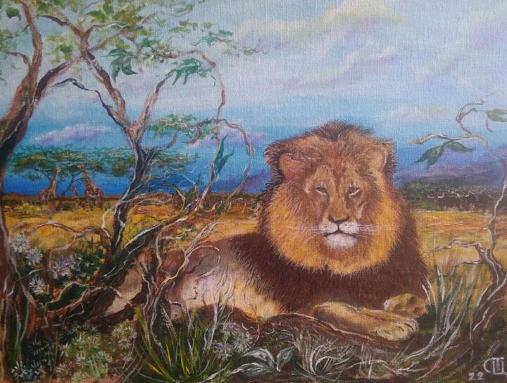 Картина под названием "картина "Лев". Акрил" - Sergiy Tsymbalov, Подлинное произведение искусства, Акрил