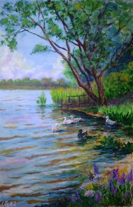 Картина под названием "Картина "На берегу…" - Sergiy Tsymbalov, Подлинное произведение искусства, Акрил