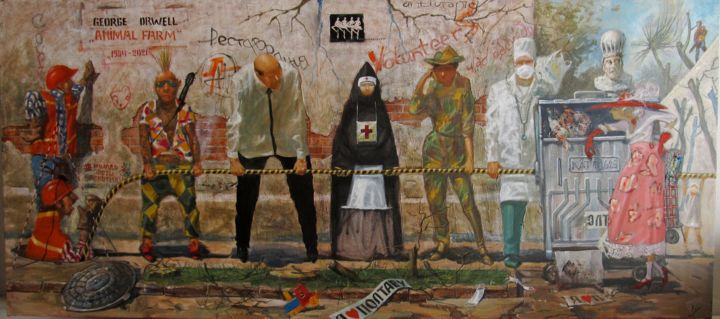 Peinture intitulée "VOLUNTEERS" par Serg  Roy, Œuvre d'art originale, Huile