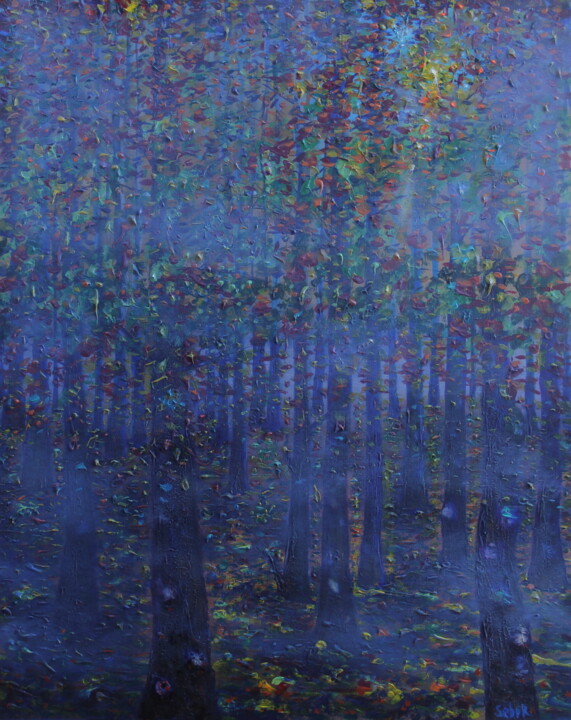 Painting titled "Forest Fog" by Serguei Borodouline, Original Artwork, Acrylic