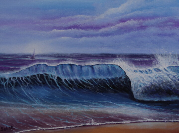 Painting titled "Wave" by Serguei Borodouline, Original Artwork, Acrylic