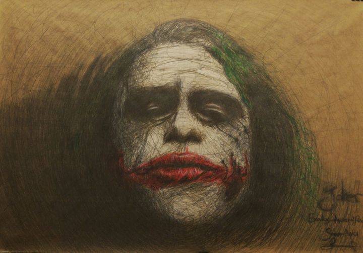 Drawing titled "Joker" by Serhat Avci, Original Artwork, Charcoal