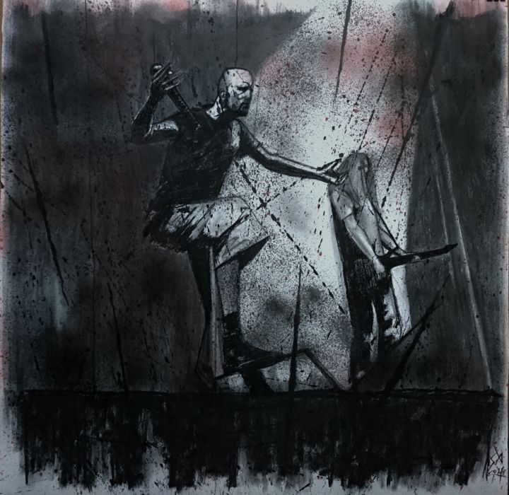 Drawing titled "Meshuggah 1" by Serhat Avci, Original Artwork, Charcoal