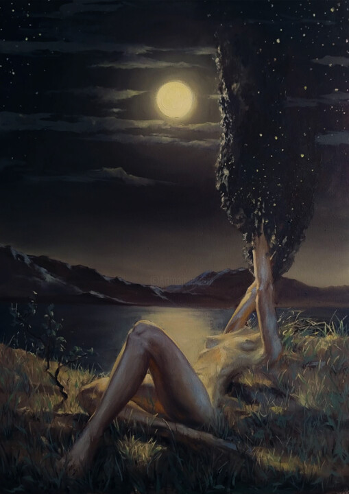 Malerei mit dem Titel "Midnight" von Serhii Hetmanchuk, Original-Kunstwerk, Öl