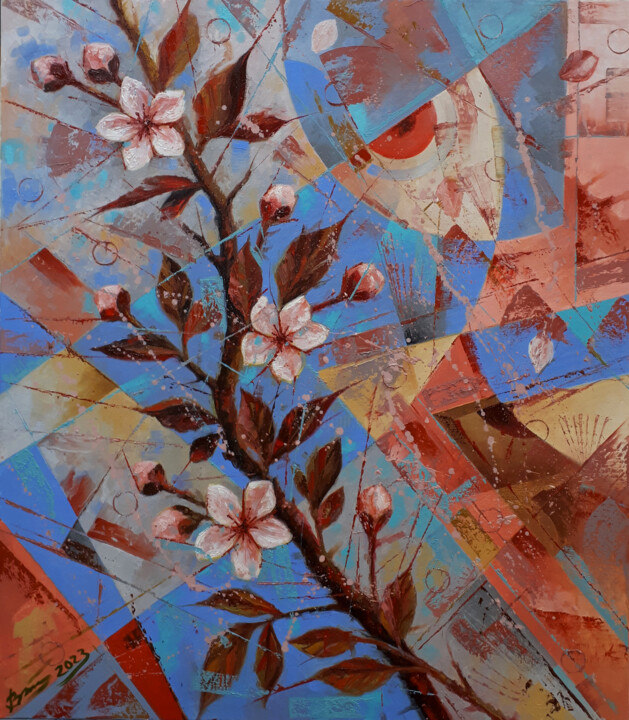 Painting titled "Spring tree" by Serhii Voichenko, Original Artwork, Oil