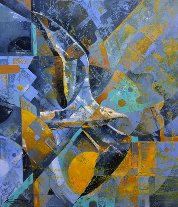 Картина под названием "Sunset bird" - Serhii Voichenko, Подлинное произведение искусства, Масло