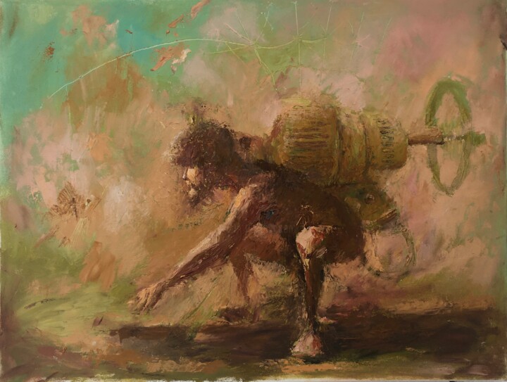 Картина под названием "Fishing Rod" - Sergii Shkoliar, Подлинное произведение искусства, Масло Установлен на Деревянная рама…