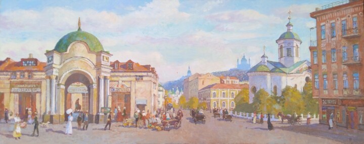 Painting titled "Kontraktova square.…" by Serhiy Vutyanov, Original Artwork, Oil