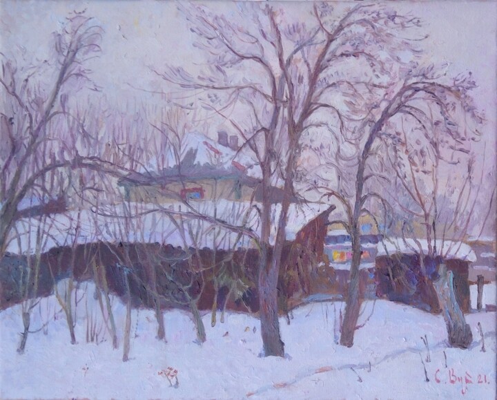 Painting titled "The end of winter,…" by Serhiy Vutyanov, Original Artwork, Oil