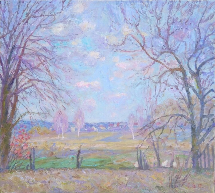 Pittura intitolato "spring garden" da Serhiy Vutyanov, Opera d'arte originale, Olio