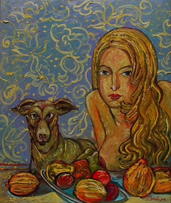 Painting titled "Forbidden Fruit" by Sete, Original Artwork