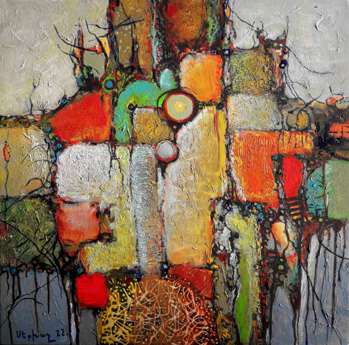 Картина под названием "Abstract #2634(60x6…" - Serkhach, Подлинное произведение искусства, Акрил Установлен на Деревянная ра…