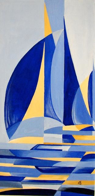 Peinture intitulée "voiles 2" par Serge Miché, Œuvre d'art originale, Huile