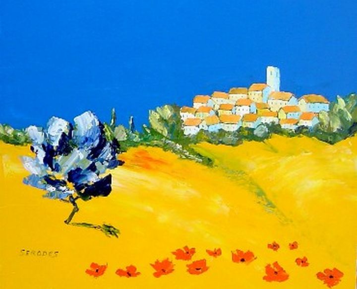 제목이 "Air du Sud"인 미술작품 Jean Louis Serodes로, 원작, 기름 나무 들것 프레임에 장착됨