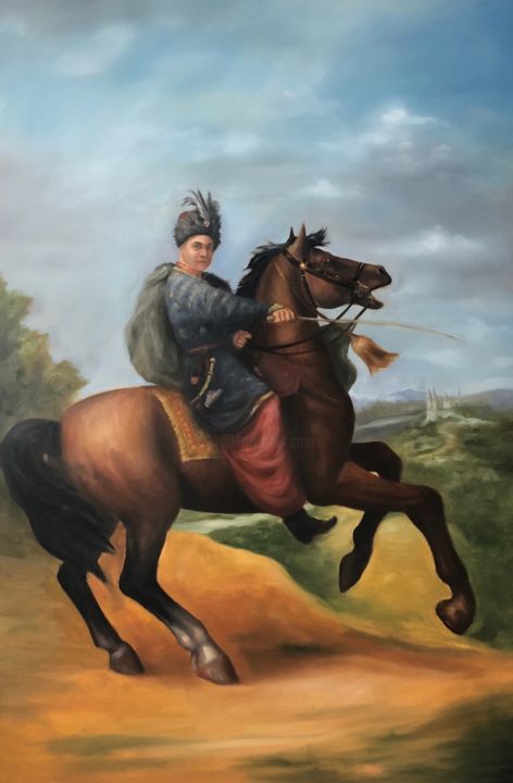 Painting titled "Kozak" by Serge Serednitski, Original Artwork, Oil