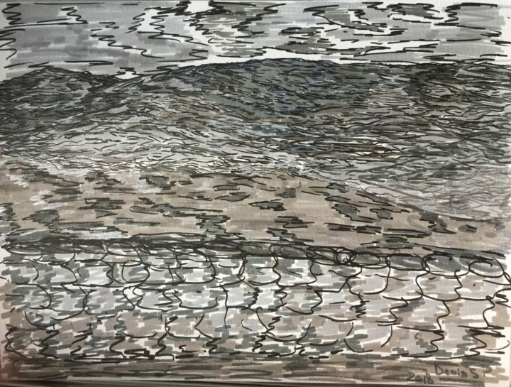 Drawing titled "derrière le mur" by Sandrine Denis Lemaitre, Original Art, Ink