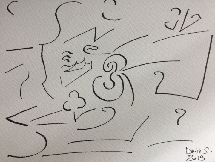 Drawing titled "l’homme du vent" by Sandrine Denis Lemaitre, Original Art, Ink