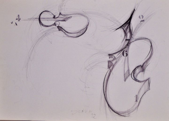 Drawing titled "Musique galactique" by Servin, Original Artwork, Ballpoint pen