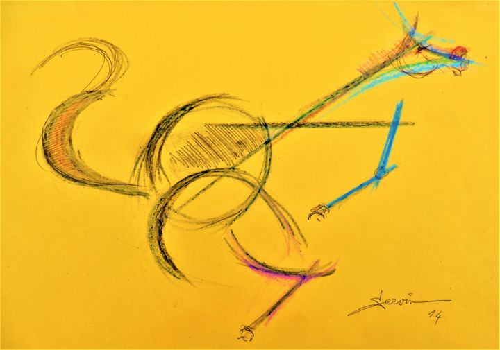 Drawing titled "Etude ce cheval cub…" by Servin, Original Artwork, Pastel