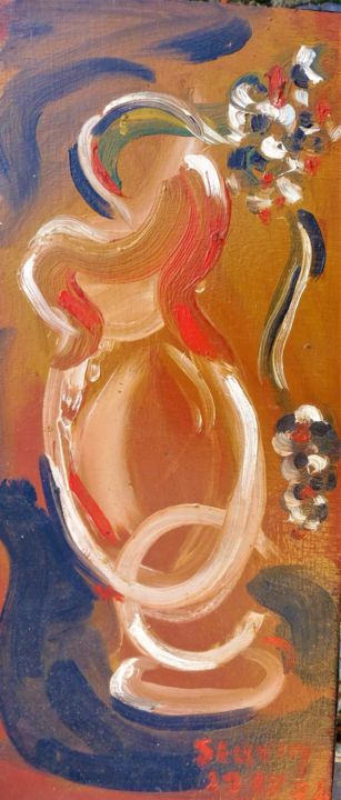 Pintura titulada "vase incliné" por Servin, Obra de arte original, Oleo