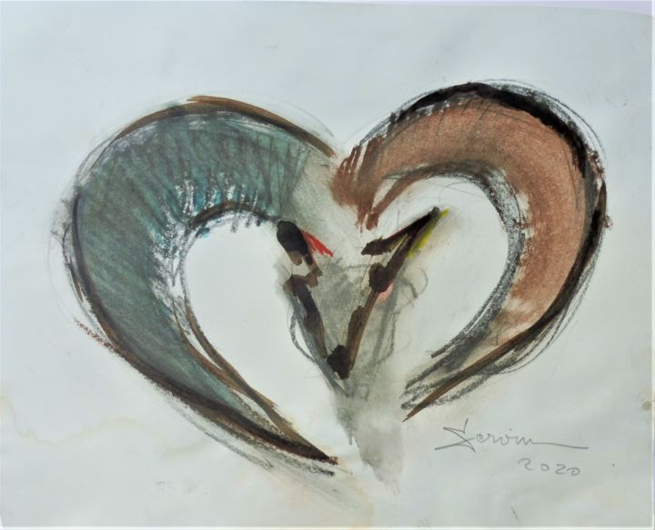 Dessin intitulée "Mouflon dans un coe…" par Servin, Œuvre d'art originale, Pastel