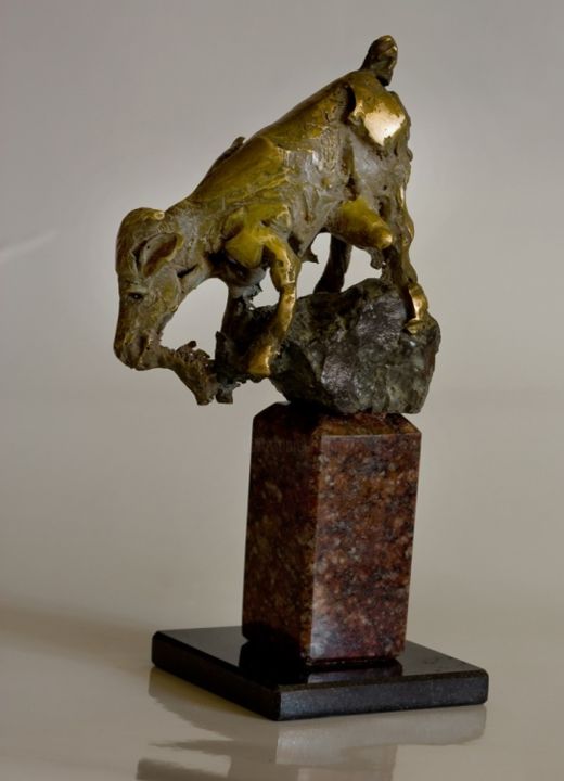 Sculpture intitulée "goatling-bronz,gran…" par Seryoja Stefanov, Œuvre d'art originale, Métaux