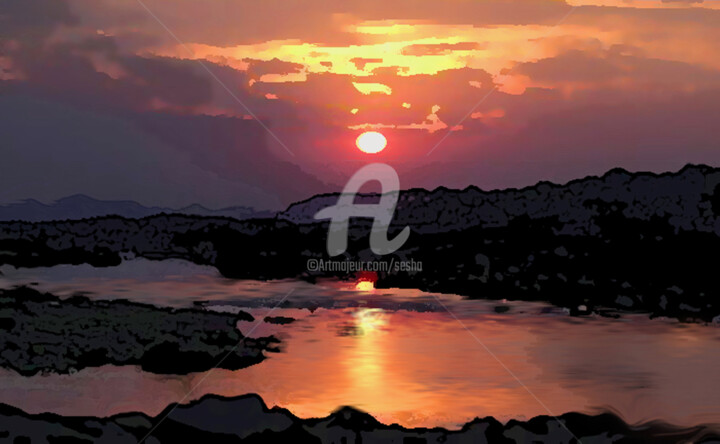 「Sunrise Time.」というタイトルのデジタルアーツ Seshaによって, オリジナルのアートワーク, アクリル