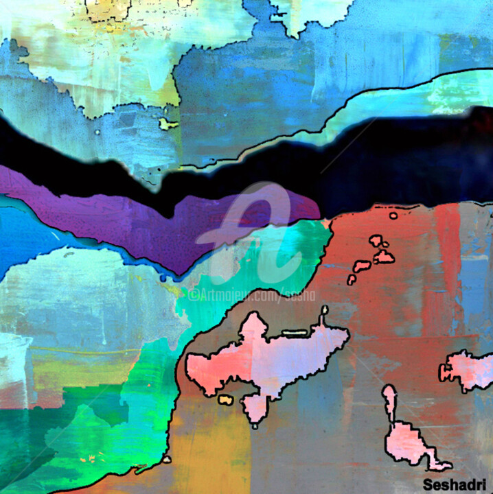 Digitale Kunst mit dem Titel "Complex Impressions" von Sesha, Original-Kunstwerk, Acryl