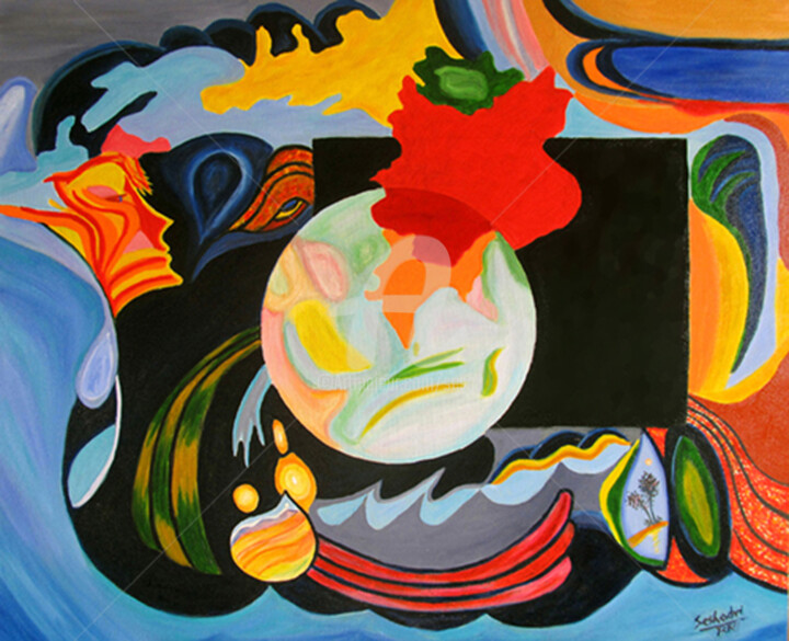 Arts numériques intitulée "The World Is Flat" par Sesha, Œuvre d'art originale, Huile