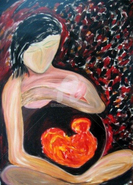 Digitale Kunst getiteld "Mother and Child" door Sesha, Origineel Kunstwerk