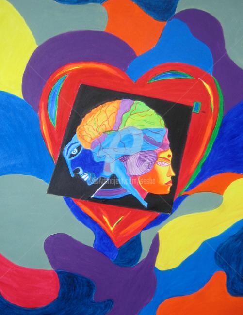 Digital Arts titled "Head vs Heart" by Sesha, Original Artwork, Oil