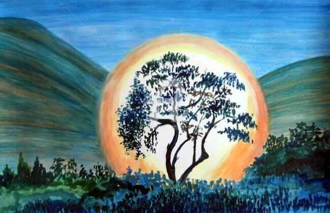 Digital Arts titled ""Dancing Trees"" by Sesha, Original Artwork, Oil