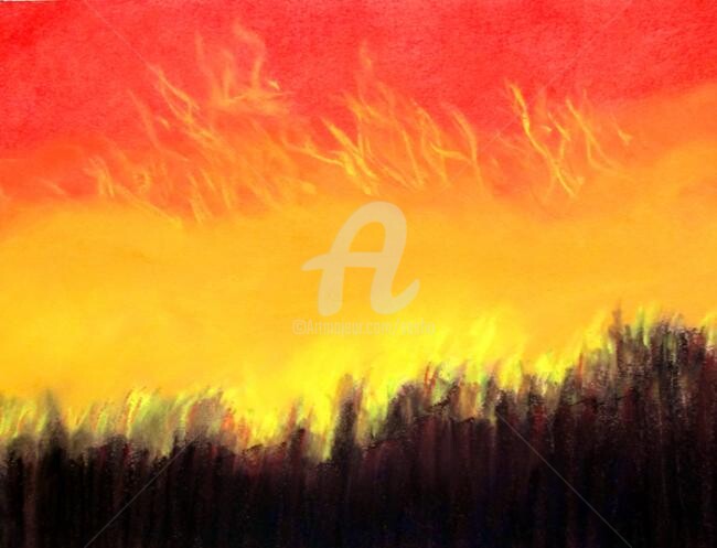Digital Arts titled "Forest Flames" by Sesha, Original Artwork