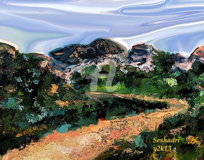 Arte digitale intitolato "Dirt Raod-2" da Sesha, Opera d'arte originale, Olio