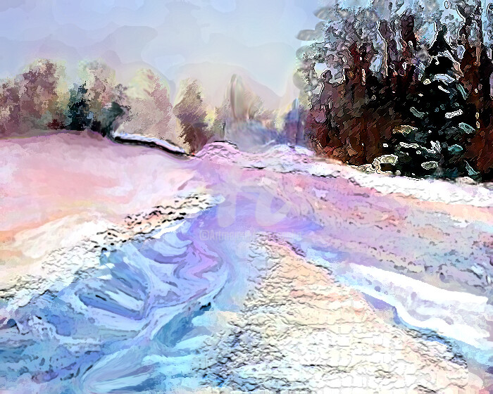 Digital Arts titled "Winter's Snow" by Sesha, Original Artwork, Oil