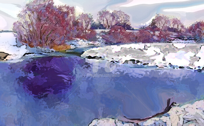 Digital Arts titled "Winterscape" by Sesha, Original Artwork, Oil