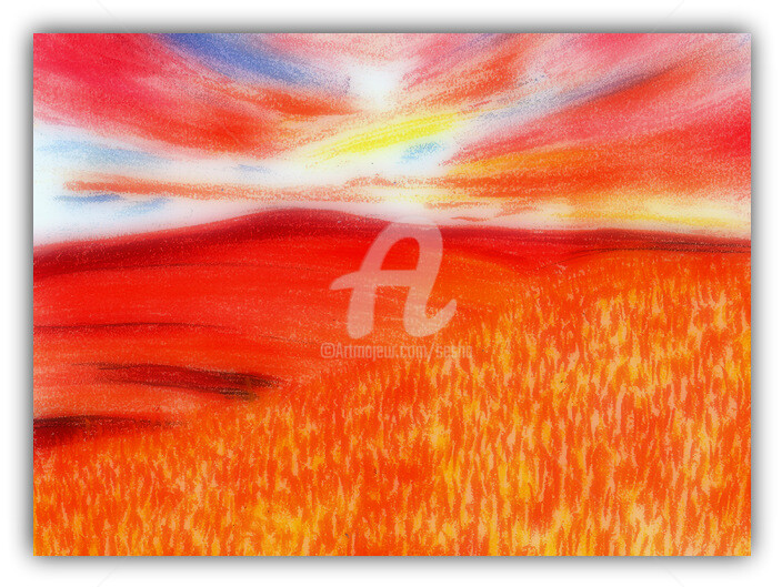 Arte digitale intitolato "Tropical Sundown" da Sesha, Opera d'arte originale, Pastello