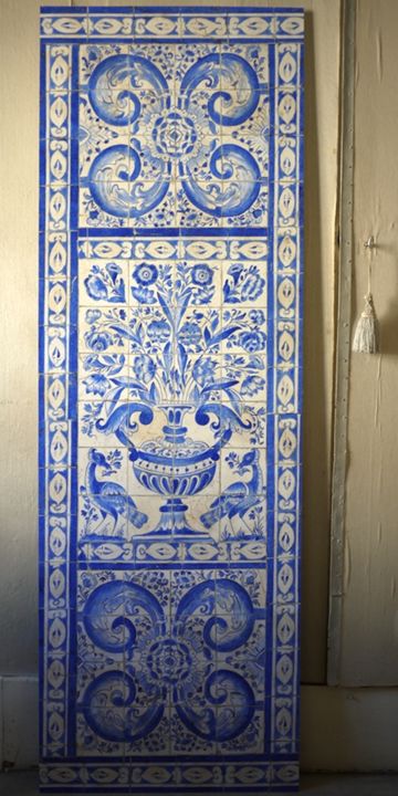 Painting titled "Azulejos en trompe-…" by Soizic D'Espinay Saint Luc, Original Artwork, Acrylic