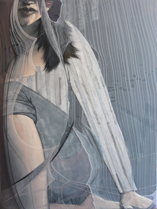 Malerei mit dem Titel "kintsugi (Lucie)" von Settimia Taroux, Original-Kunstwerk, Acryl